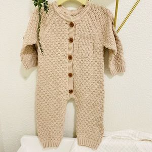NWOT Cream Baby Knit Romper Set